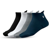 Xyxx Cotton Mens Ankle-Length Socks, Solid, Pack Of 4, Xysks4Pckn01, Pitch Black+Icy Grey+Polar White+Midnight Blue, Casual
