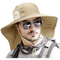 Gustave Polyester Sun Hat Fashion Wide Brim Hat Upf 50+ Sun Cap Neck Flap Design & Adjustable Windproof Chin Strap Sun Hat Unisex Sun Hat Yellow