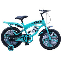 Tony Raw Bicycles Sports Gigi 16T Bmx Single Speed Bicycle Cycle For Kids 5 Years To 8 Years Boys & Girls Double Back Seat With Training Side Wheels Water Sipper (Seagreen Black)