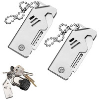 Optifit 2Pcs Box Cutters With Chain Loop Stainless Steel