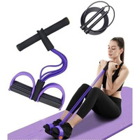 Pull Reducer Training Bands 4 Tubes+(1 Pencil Skipping Rope Free) Yoga Pedal Puller Resistance Band, Natural Latex Tension Rope For Abdomen/Waist/Arm/Leg Stretching Slimming Training. (Multicolour)