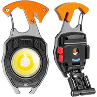 Moyesta Portable Led Flashlight Cob Keychain Emergency Light For Outdoor Rechargeable Flashlights With 500 Lumens Rechargeable Lighter Whistles Bottle Opener Screwdriver