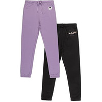 Alan Jones Clothing Girls High Rise Pack Of 2 Joggers (Lavender_Black, 13-14 Years)