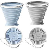 Hasthip 2 Pack Collapsible Cup For Travel Accessories Small Silicone Foldable Glass Cup With Lids Camping Accessories For Outdoor Reusable Expandable Drinking Cup For Travel Outdoor Camping
