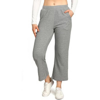 Alan Jones Clothing Women's Solid High Rise Stretch Waffle Straight Pants (Melange_Large)