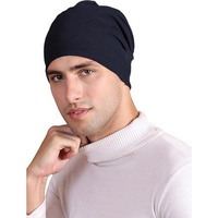 Mack Jonney Navy Blue Cotton Blended Free Size Beanie Cap For Men-Cap_Navy_01