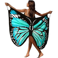 Palay Beach Wear Dress For Women Stylish Butterfly Print Beach Dress Fashion Beach Wear Cute Waterproof Goa Dress Lightweight Swimsuit Cover Up Beach Outfits For Women - Size L
