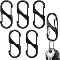 Proberos Dual Hook S Carabiners, Quick Release Design, Heavy-Duty Zinc Alloy, Versatile For Backpack, Camping, Organizing, Multi-Purpose Durable S Hooks - Outdoor Gear Essentials (5 Pcs),Black