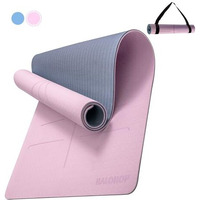 Halohop Yoga Mats For Women Exercise Mat For Home Workout Gym Mat Anti Slip Premium Mat Tpe Material 6Mm Yoga Mat With Guide Align And Carry Strap For Men And Women(72Inches*24Inches *6Mm),Pink