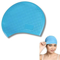 Soldtrue Bubble Swim Cap Waterproof Hair Protection Cap For Long Hair, Comfortable And Flexible For Swimming And Water Sports Women Men Adults Kids (Blue)