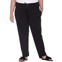 Cupid Plus Size Women's Regular Fit Mid Rise Joggers 01_3Xl_Black_Xxx-Large
