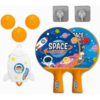Braintastic Ping Pong Hanging Table Tennis Self Trainer Indoor & Outdoor Gaming Set With 2 Hanging Balls,2 Rackets &1 Electric Shaft Suitable For All Age Group (Space Sports)