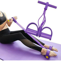 4-Tube Resistance Band Pedal Puller For Leg And Stomach Exercise | Yoga And Home Gym Equipment For Men And Women | Stretching Band, Stirrup Puller, Exercise Rope (Purple)