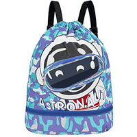 Palay Swimming Bag For Kids Cartoon Print Shoulder Bag Large Capacity Backpack For Boys Girls Wet Dry Separation Beach Storage Clothes