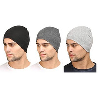 Umani Cotton Poly Blend Skull Cap For Men And Women/Helmet Cap/Multipurpose Running, Jogging Outdoor Skull Cap (3-Hc 3Pc Blk,L Grey & D Grey)