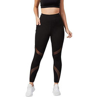 Blinkin Stretchable Gym Pants For Women & Tights For Women Workout With Mesh Insert & Side Pockets (2670,Color_Black,Size_5Xl)