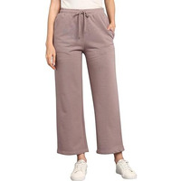 Alan Jones Clothing Solid Women's Relaxed Fit Wide Legs Track Pant (Dusty Pink_L) | Rise Style: Mid Rise