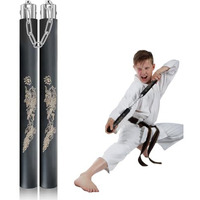 Optifit Kids Use Nunchucks, 12 Inches Eva Foam Nunchucks For Training, 360 Degree Flexible Rotation Starter's Nunchucks For Martial Arts Trainingm, Foam Nunchaku With Black Handle (Karate Stick)