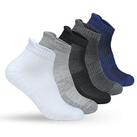 Tex Homz Men's And Women's Sport Ankle Men's Heavy Duty Cotton Quarter Length Athletic Socks, Pack Of 5 (Free Size) - Black, Dark Grey, White, Blue, Grey