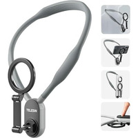 Telesin Magnetic Neck Mount For Phones, Pov/Vlog Selfie Mount Hand Free Phone Neck Holder Chest Stand Strap Video Recording For Iphone 15 14 13 12 Series Android Phone (Grey)