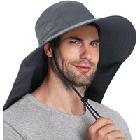 Gustave Unisex Universal Sun Hat - Wide Brimmed Uv Protection Hat With Neck Flap & Adjustable Windproof Chin Strap, Breathable Polyester Material -Fits 22-24 Heads, Multicolor