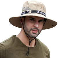 Alexvyan Beige Round Beach Sun Hats For Men Uv Protection Wide Brim Summer Cap For Boy Hat Uv Protection Breathable Casual Hat, Safari Hat Sun Protection Cap For Travelling Safari
