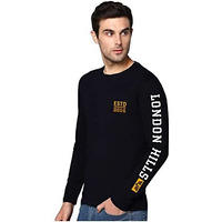 London Hills Cotton Printed Men's Round Neck Full Sleeve Black Regular Sweatshirt_2Xl, Shirt