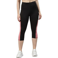 Blinkin Women's 3/4 Skinny Gym Wear Tights For Women With Side Pockets : Perfect For Active Wear, Yoga & Workout - The Ultimate Gym High Rise Pants For Women & Girls (258,Black|Pink,Size_Xl)