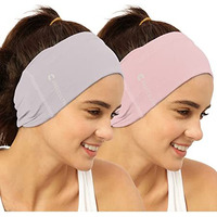 Freecultr Unisex Bamboo Bandana, Anti Microbial Super Soft & Comfort Fit, Breathable Multipurpose Headband, Face Mask For Dust Protection And Sun - Size Plain Pack Of 2-Peach, Sand