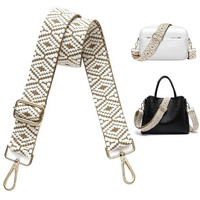 Zibuyu Wide Shoulder Strap For Bags Fashion Embroidery Shoulder Strap With Golden Buckles 18-55'' Adjustable Replacement Shoulder Strap For Bags, Crossbody Bag, Sling Bag, Shoulder Bag, Tote, Handbag