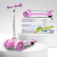 Tygatec 3 Wheel Kids Scooter For Year 5 To 14, Led Magic Wheels, Smart Kick Scooter With Fold-Able & Height Adjustable Handle For Baby Boys And Girls With Foot Brakes (Rosy Pink)