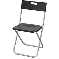 Ikea Steel Foldable/Durable Chair With Cut-Out Handle/Back Rest- Black By Stockland
