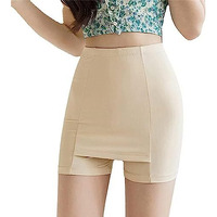 Hsr Double-Layer Front Crotch Ice Silk Safety Shorts,Women Seamless Safety Pants For Matching Skirts Dresses (L, Skin)