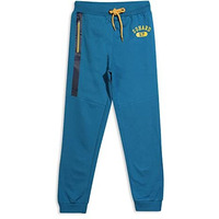 Alan Jones Clothing Boys Solid Cotton High Rise Joggers Track Pant (Blue_13-14 Years)