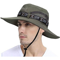 Gustave Synthetic Summer Outdoor Sun Protection Round Cap Wide Brim Summer Hat For Fishing Hiking, Camping & Outdoor Adventures With Mesh Upf 50 Protection For Men & Women Army Green, Free Size