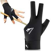 Proberos 1Pcs Snooker Pool Billiard Glove, Left Hand Billiard Glove, Single Hand Professional Snooker Glove, Breathable Snooker Glove, 3 Fingers Anti-Slip Patch Design With Adjustable Wrist Strap