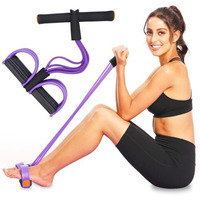 Optifit Multifunction Tension Rope, 6-Tube Elastic Yoga Pedal Puller Resistance Band, Natural Latex Tension Rope Fitness Equipment, For Abdomen/Waist/Arm/Leg Stretching Slimming