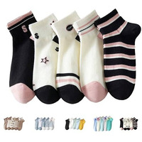 Soxlife Women Korean Style Ankle Socks Odour Free Socks (Black Pink)
