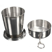 Beyond Basic Stainless Steel Folding Glass Travel Mug Cup Glass/Camping Water Glass/Collapsible Shot Glass/Expandable Shot Glass (100 Ml)