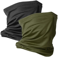 Paropkar Unisex Cotton Neck Gaiter Face Mask Scarf Reusable Bandanas Tube Uv Protection Balaclava Outdoor Sport,2 Of Pack (Black Army Green)