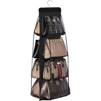 Gbmi Handbag Organizer, Bag Organiser For Ladies Handbags, Purse, Clutch, Clothes Organiser For Wardrobe, Purse Organiser With Hanger, Women, Non-Woven (8 Pocket- 110 X 35 X 35 Cm (Pack Of 1), Black)