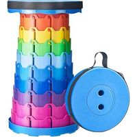 Shopiable Store Telescopic Folding Stool Lightweight, Sturdy, And Portable With 180 Kg Capacity For Travel Camping Picnic Parties, Rainbow Finish With Carrying Straps