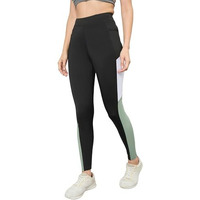 Blinkin Stretchable Gym Pants For Women Workout : The Ultimate Yoga Pants For Women | Gym Track Pants For Women With Side Pockets (1671 - Black|L-Green,Size_M)