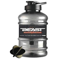 Doveaz Plastic Beast Sports Water Bottle For Gym, Protein Shaker Bottle, Gallon Water Bottle (1.5 Ltr) With Mixer Ball And Strainer (Bpa-Free, Unbreakable, Freezer Safe) Black