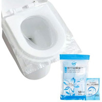 50Pcs Disposable Plastic Toilet Seat Covers Travel Toilet Seat Paper Waterproof And Non Slip Individually Wrapped Portable Potty Seat Cover For Kids Pregnant Travel Hospital Public Toilet Hotel
