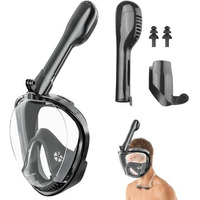 Proberos Adult Snorkel Mask, 180 Wide Angle View Anti-Fog Snorkling Face Mask With Drain Valve, Detachable Breathing Tube Design Full Face Snorkeling Mask Diving Gear With Camera Mount, L/Xl
