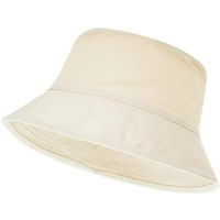 Coreteq Floppy Bucket Hat Summer Beach Sun Protection Soft Cotton Men Stylish Casual Cap Fisherman Travel Outdoor Hiking Trekking Round Top Hats For Unisex Fitting, Natural White - Free Size