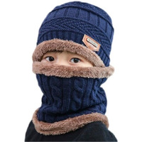 Huntsmans Era Woolen Winter Cap With Neck Scarf For Boys And Girls/Kids Winter Cap (Age 5-14 Years) (Navy Blue)