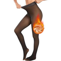 Wearslim Stylish Thermal Leggings For Women, Black Winter Wear Fleece Lined Translucent Warm Tights For Workout & Yoga, Soft Fur Semi Opaque Thermal Gym Pants - (Size: 26 To 34) Inch