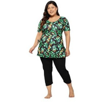 Aarika Womens Sports Wear Black-Green Colour Floral Print Nylon Plus Size Swim Suit-(Xs-4Xl)-(Sw-W-P-Shm-C-1121-Black-Green-46)